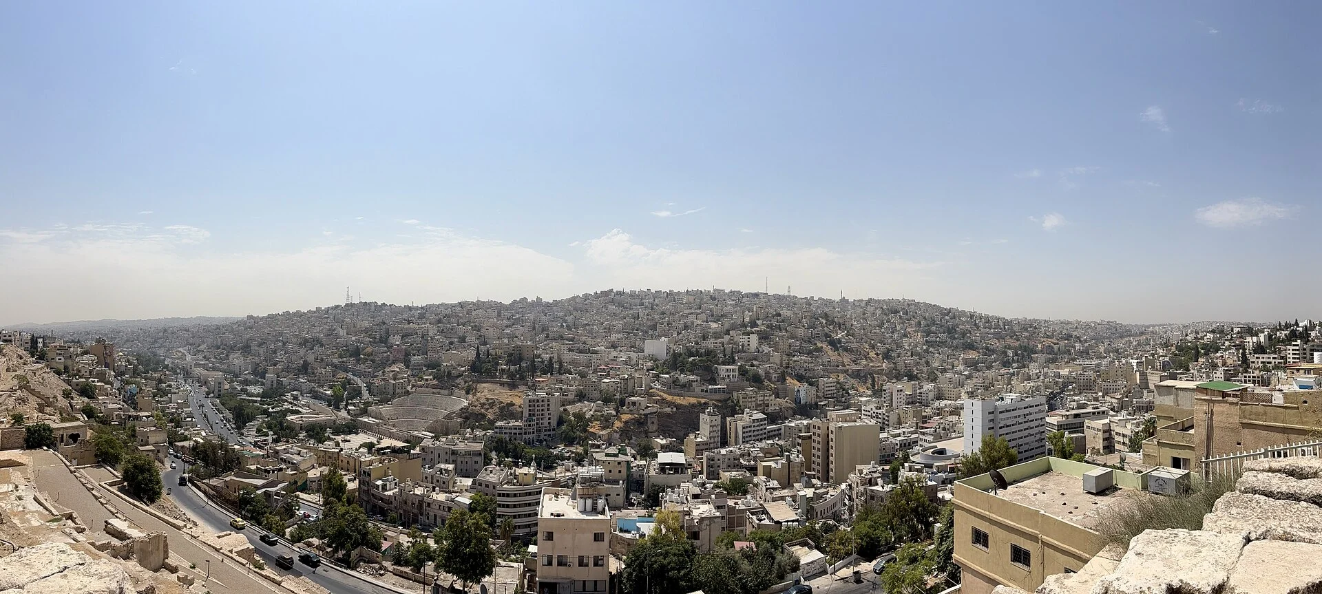 Amman spreading across its hills, seen from the Citadel