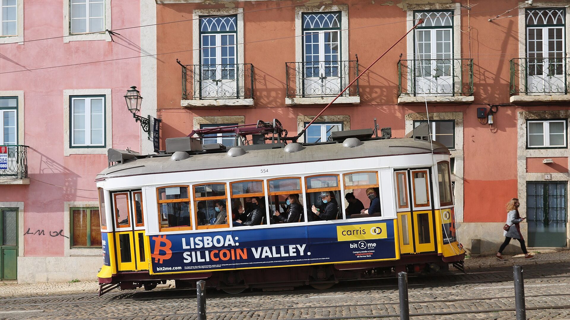A tram in the Alfama district, Lisbon