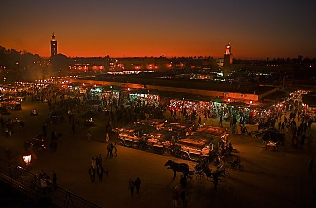 Jemaa el-Fnaa square in Marrakech, Morocco